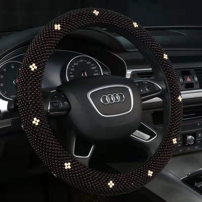 Vỏ Bọc Vô Lăng Bốn Mùa Đính Hạt Gỗ Thông Dụng Không Trượt Thoáng Khí Cho Xe Hơi