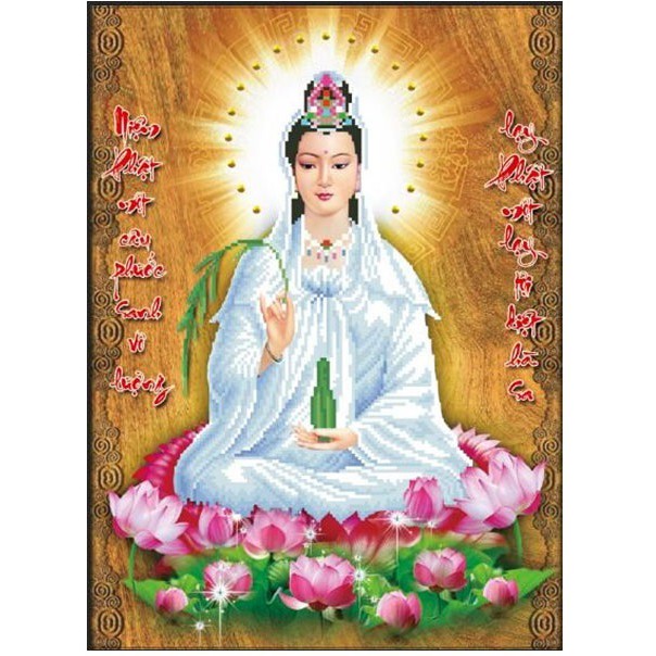 Tranh 5d gắn đá toàn bộ - Tranh Phật Quan Âm