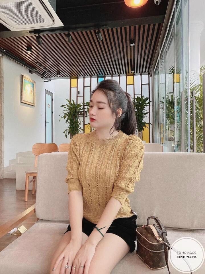 Áo len gân quảng châu tay lỡ nhiều màu