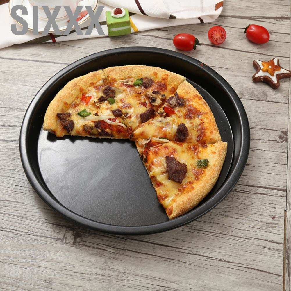 Khay Nướng Bánh Pizza Chống Dính Hình Tròn Bằng Thép Carbon Đen 8 Inch