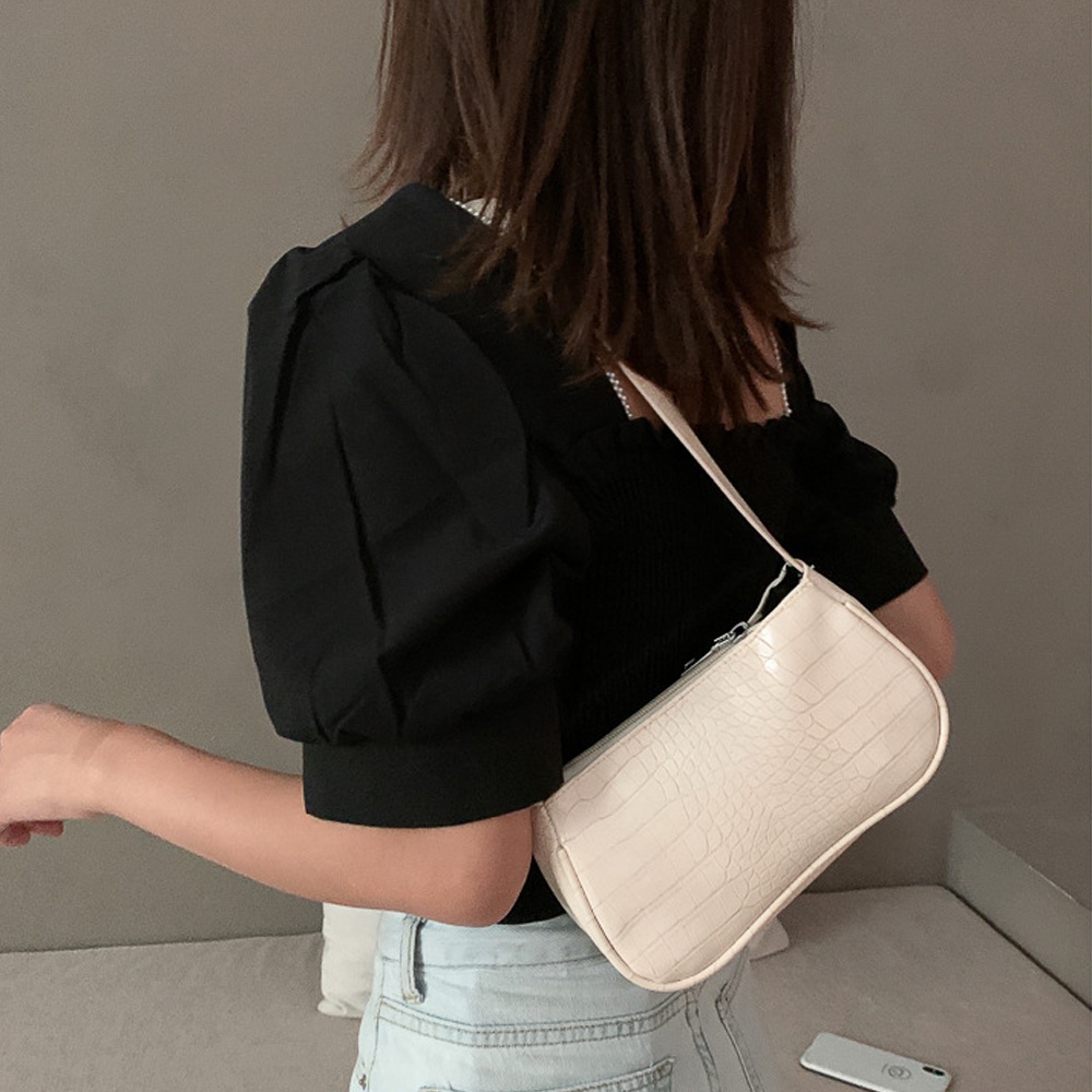 Túi Kẹp Nách Nữ Vân Da Cá Sấu Dây Đeo Phối Xích Nhựa Chất Liệu Pu Cao Cấp Cực Đẹp Cho Nữ