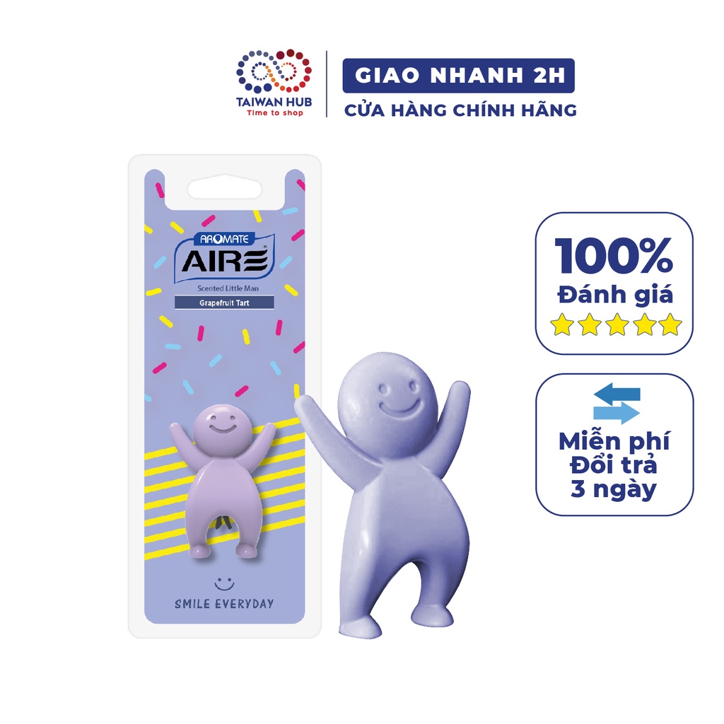 Nước hoa thơm khử mùi nhà cửa ô tô xe hơi hương tart bưởi hình người hạnh phúc  AROMATE AIRE hàng chính hãng -Taiwan Hub