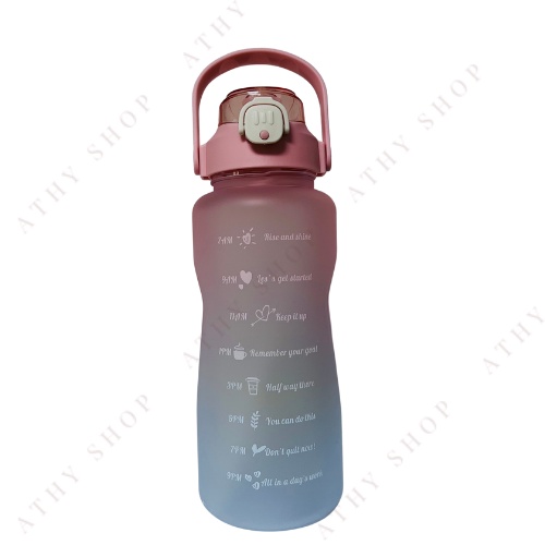 BÌNH NƯỚC 2000ML CÓ VẠCH CHIA THỜI GIAN UỐNG BẰNG NHỰA CAO CẤP plastic water bottle 2 liters lớn 2 lít