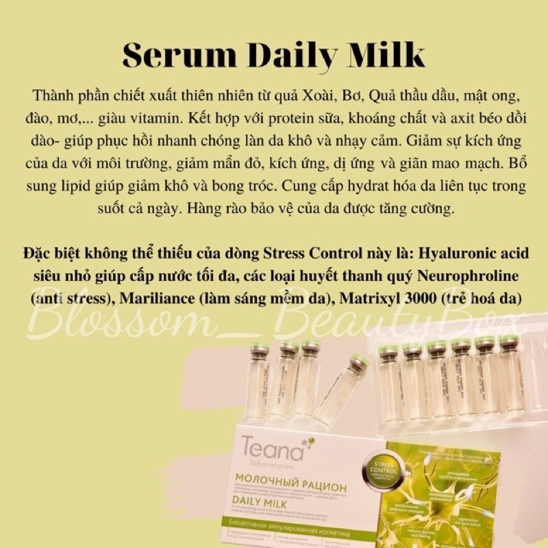 Serum phục hồi da koo, nhạy cảm, dãn mao mạch DAILY MILK TЕANA