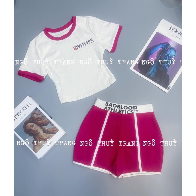 Set thun thể thao croptop viền