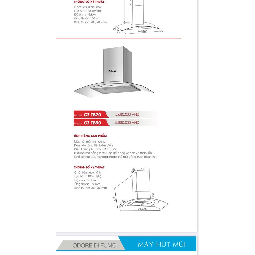 Máy hút mùi Canzy CZ-TB70cm