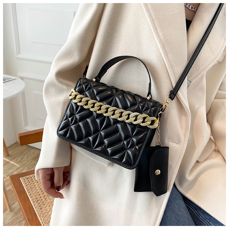 Túi Đeo Vai Cầm Tay Hình Thoi Phối Dây Xích Kiểu Retro Thời Trang Cho Nữ