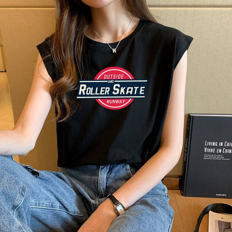 Áo Thun Sát Nách Dáng Rộng In Họa Tiết Đơn Giản Thời Trang Mùa Hè Cho Nữ