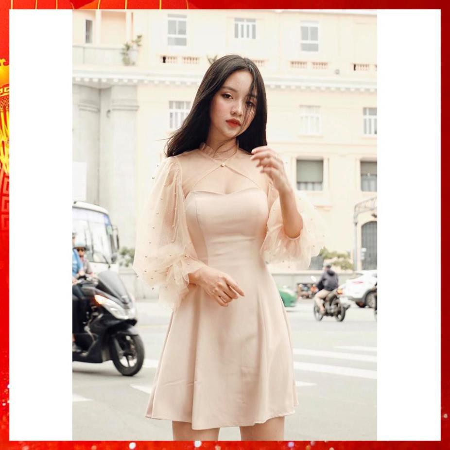 Đầm dự tiệc tay phồng đính hạt nữ tính tôn dáng | BigBuy360 - bigbuy360.vn