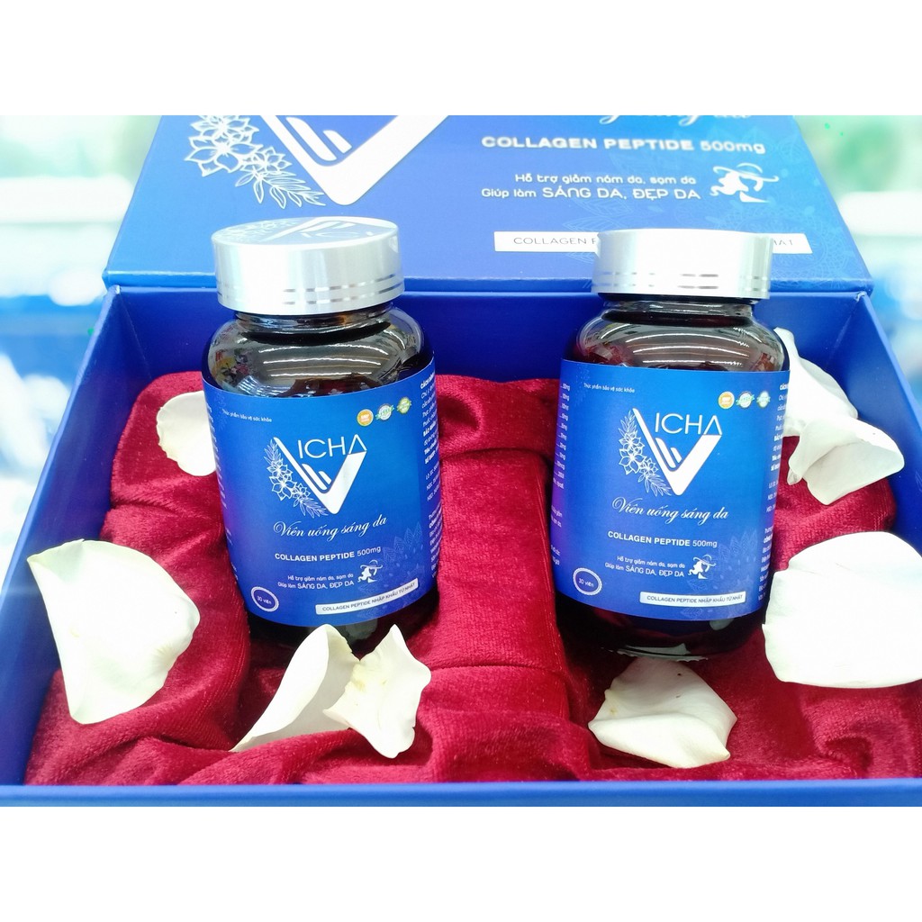 (GIÁ HỦY DIỆT) Viên uống sáng da, collagen VICHA ,viên uống collagen,Collagen (2 hộp/hộp 30 viên) | Thế Giới Skin Care