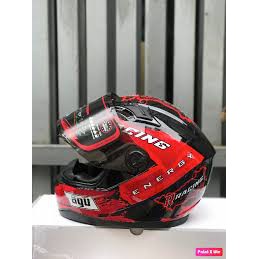 Nón fullface Agu racing màu đỏ cao cấp