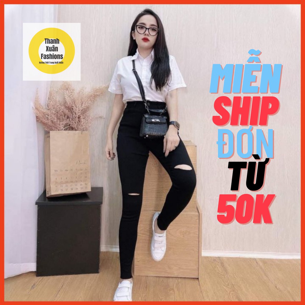 Quần Jean nữ lưng cao rách gối Bigsize CHANY STORE Q02 | BigBuy360 - bigbuy360.vn