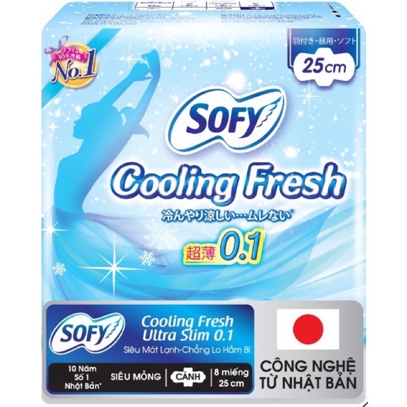Băng vệ sinh nhật cao cấp Sofy cooling fresh 25cm 8 miếng