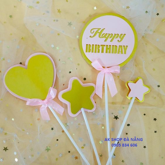 SET 4 TOPPER GIẤY TRÒN ( HỒNG)