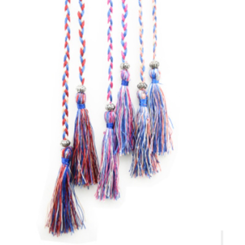 Thắt lưng dây cotton vải bện có tua rua dành cho nữ