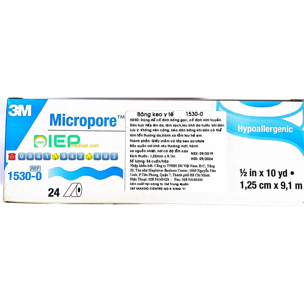 ✅ 3M MICROPORE 1530-0 (1.25cmx9.1m) - Băng keo giấy y tế kích thước 1.25cmx9.1m (Chính hãng 3M - Mỹ)