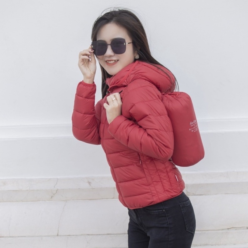 Áo Phao Nữ EvaFashionStylist Có Mũ Dáng Ngắn, Áo Khoác Siêu Nhẹ Chính Hãng Phong Cách Hàn Quốc