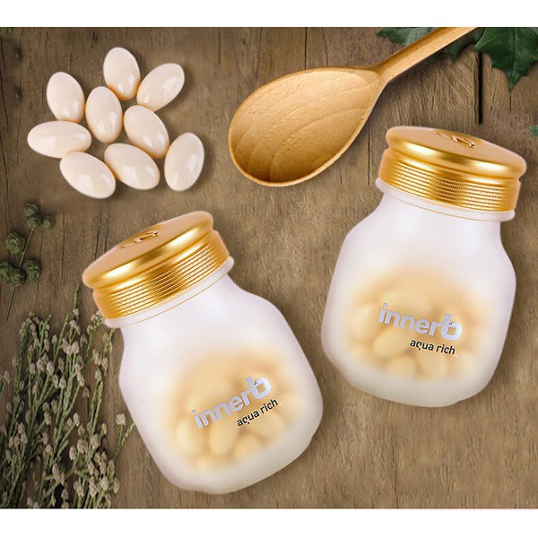 Combo 2 Lọ Thực phẩm bảo vệ sức khỏe InnerB Aqua Rich Giúp cấp ẩm làm đẹp da chiết xuất cám gạo lọ 70 viên x 2 -Hộp vàng | BigBuy360 - bigbuy360.vn