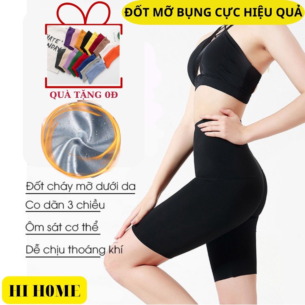 Quần tập gym nữ lửng, quần tan mỡ bụng, giảm eo Hi Home, quần sinh nhiệt tăng đổ mồ hôi giảm mỡ bụng,quần co dãn ôm dáng
