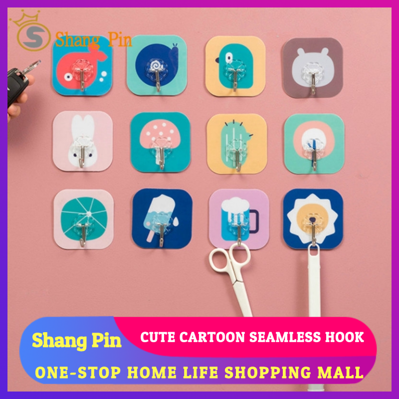 Kitchen and Toilet Multi-function Adhesive Hook Behind The Door, Nail-free Clothes Magic Hook, Strong and Seamless, Paste Cartoon Hook, Cute Cartoon Seamless Hook, Waterproof Hook, Hook, Cartoon Wall Sticker, Glue Hook
