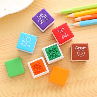 Set 6 con dấu in chữ tiếng anh hoạt hình cho bé