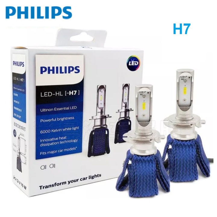 Bộ 2 Bóng đèn pha ô tô Philips - Công suất 16W - Điện áp 12V 6000K LED H7