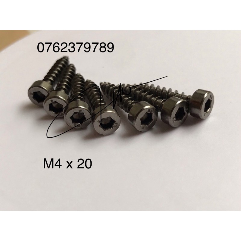 Vít bắt loa đầu lục giác mạ niken hàng chuẩn M4 x 20( 20 con)