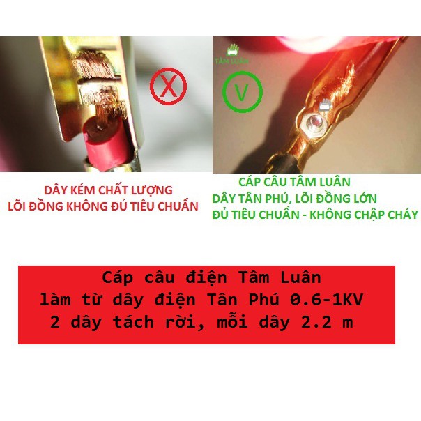 Bộ dây cáp câu điện bình ắc quy ô tô 4-8 chỗ kích nổ acquy xe hơi oto