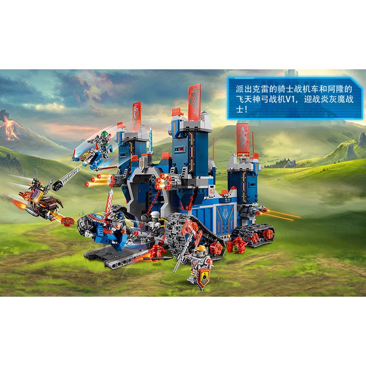 Đồ chơi lắp ráp xếp hình Non lego Nexo Knights thành trì di động Hiệp Sĩ Axl Aaron Clay Xe Bela 10490.