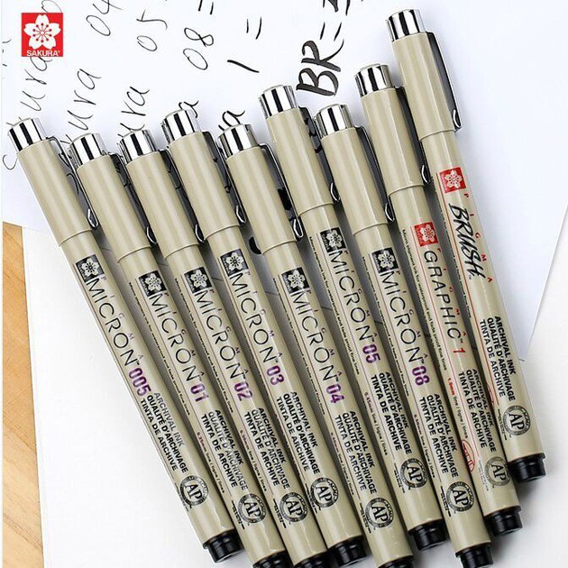 BỘ 6 CÂY BÚT LINE NÉT CƠ BẢN SAKURA PIGMA MICRON (01, 02, 03, 04, 05, 08)