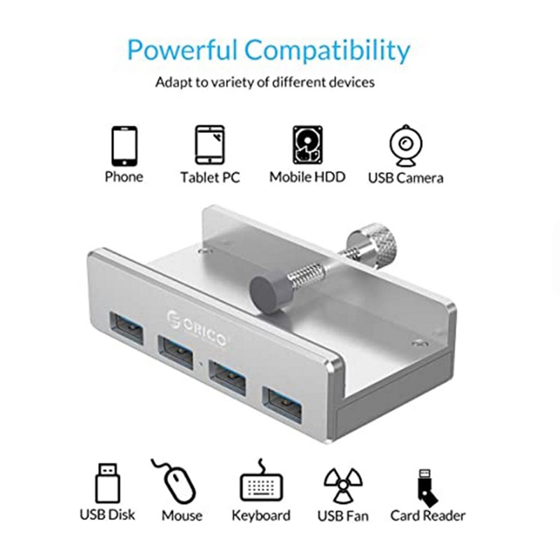 Bộ Chia 4 Cổng Usb 3.0 10-32mm Orico Bằng Nhôm Cho Laptop | BigBuy360 - bigbuy360.vn