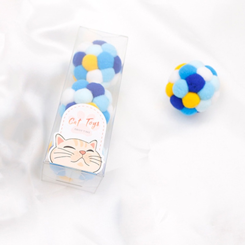 Set 3 Quả Bóng Lông Nhung Mềm Mại Nhiều Màu Sắc Có Chuông Đồ Chơi Cho Mèo