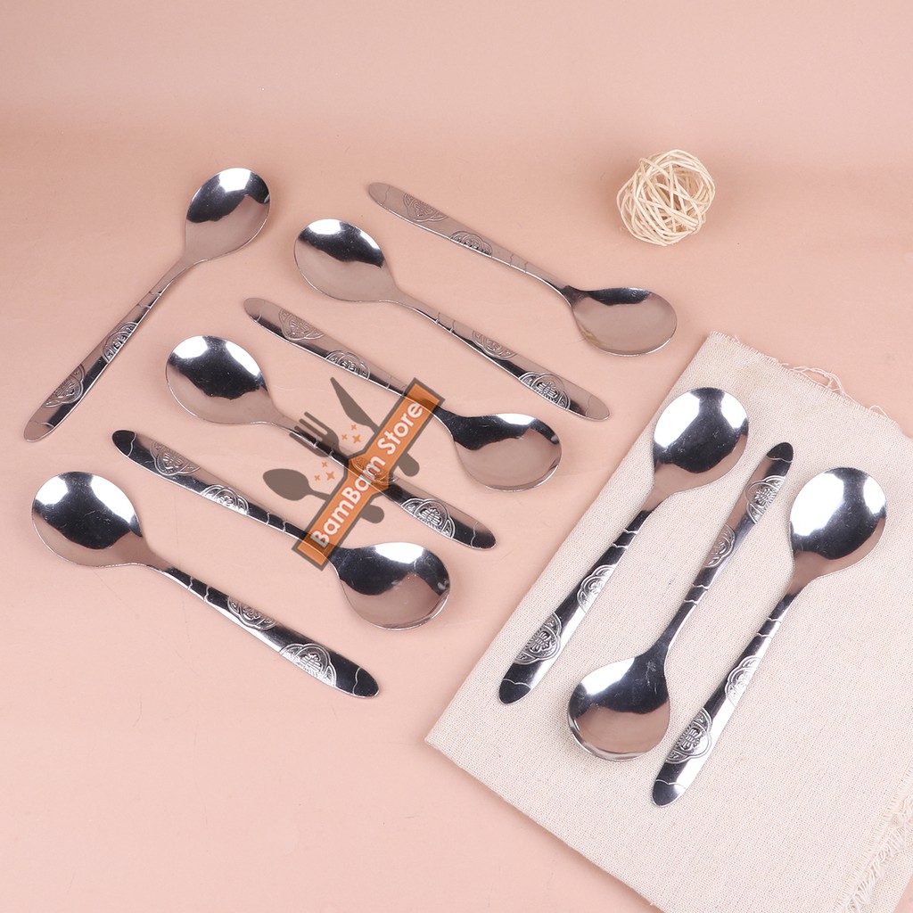 Muỗng soup tròn inox Bam House cán họa tiết cao cấp MHT10 – BamBam Store | BigBuy360 - bigbuy360.vn