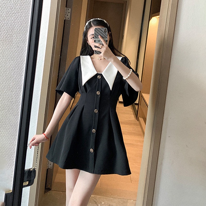 Đầm Dáng Chữ A Cổ Chữ V Form Rộng Phong Cách Pháp