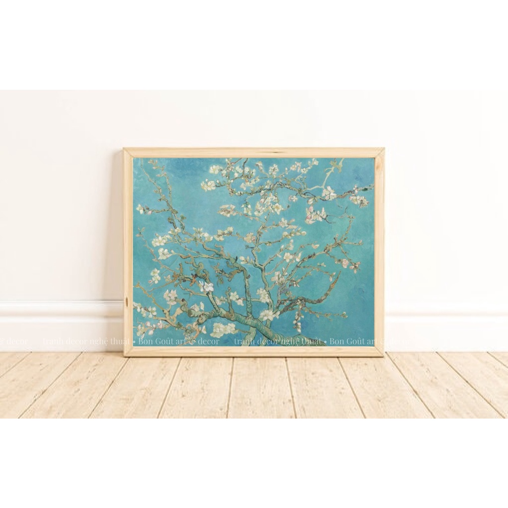 Tranh canvas 💜 NGHỆ THUẬT SIÊU ĐẸP 💜 treo tường Van Gogh - HOA HẠNH NHÂN - decor trang trí phòng