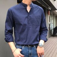 Sơmi Nam Cổ Trụ Chui Đầu Dài Tay