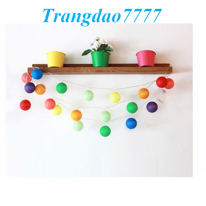Dài 2 Mét 20 Bóng Đèn Cầu Mây Đèn Led Bóng Tròn Cotton Ball Trang Trí Tiệc Cắm Trại Rẻ Đẹp