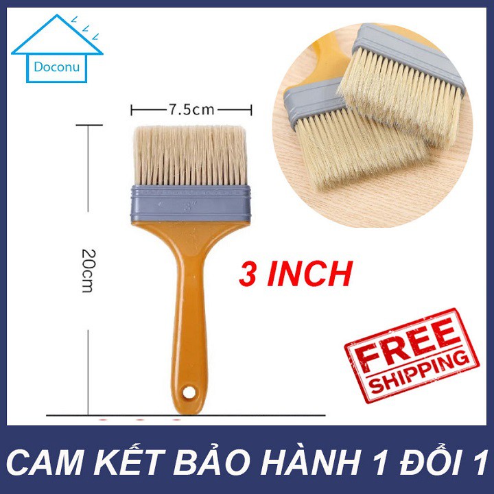 Chổi quét sơn nhà lông mịn DOCONU 3 inch (7.5 cm * 20 cm) [ CAM KẾT BẢO HÀNH 1 ĐỔI 1 ], cọ quét sơn