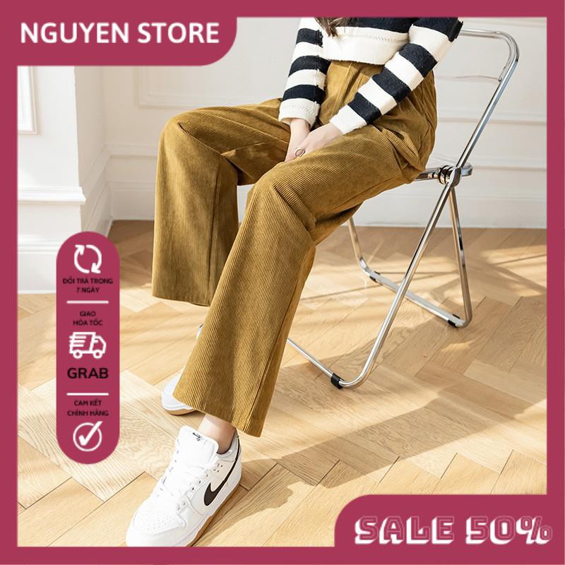 Quần Nhung Nữ Ống Rộng, Quần Ống Suông Nữ Kéo Khóa Trước Thun Sau Chất Nhung Tăm Nhiều Màu, Đủ Size, Siêu Tôn Dáng Cho B | BigBuy360 - bigbuy360.vn