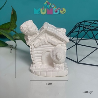 Tượng tô màu cao cấp chọn mẫu SIZE L NHÀ GẤU 1 TẦNG, tượng thạch cao MUNDO