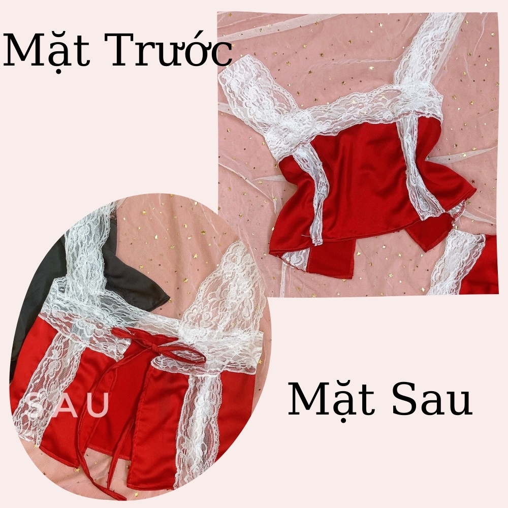 Đồ Ngủ Sexy 2 Dây Chất Lụa Satin Phối Ren Mềm Mịn Freesize Dưới 60kg - Linqu Sleepwear