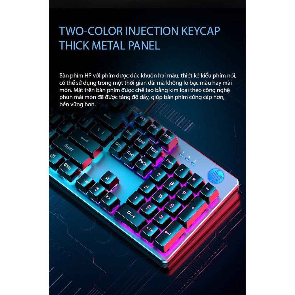 Bàn Phím Cơ HP K500, Bàn Phím Máy Tính Gaming cao cấp HP Đa Chức Năng - LED 7 Màu, 5 Hiệu Ứng Tuyệt Đẹp, Hàng Chính Hãng | BigBuy360 - bigbuy360.vn