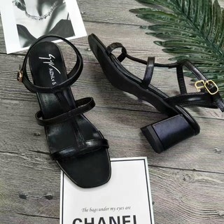 Giày Sandal cao gót lưới đế vuông 5P