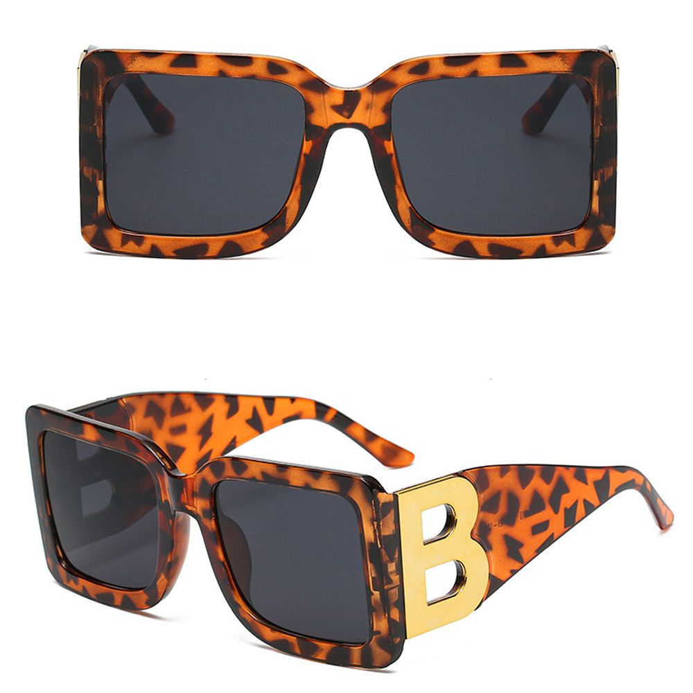 Kính mát gọng chữ nhật in chữ B chống tia UV phong cách cổ điển thời trang cho nữ