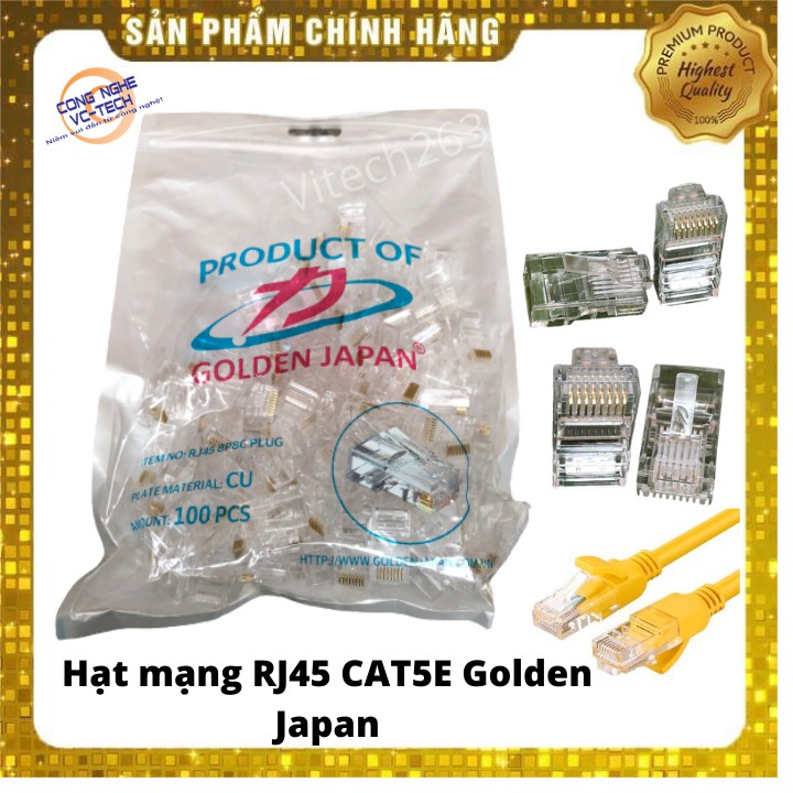 {TÚI 100 HẠT}Hạt Mạng CAT5E Golden Japan Chính Hãng-Chân Đồng Chuẩn Xịn 100%-CHUYÊN DỤNG THI CÔNG DỰ ÁN