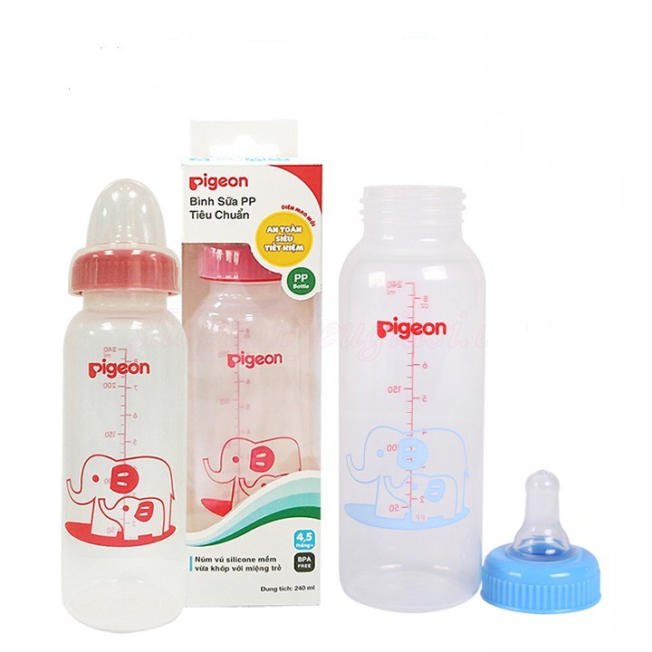 Bình Sữa Pigeon Cổ Hẹp 120ml/240ml Nhựa PP Tiêu Chuẩn