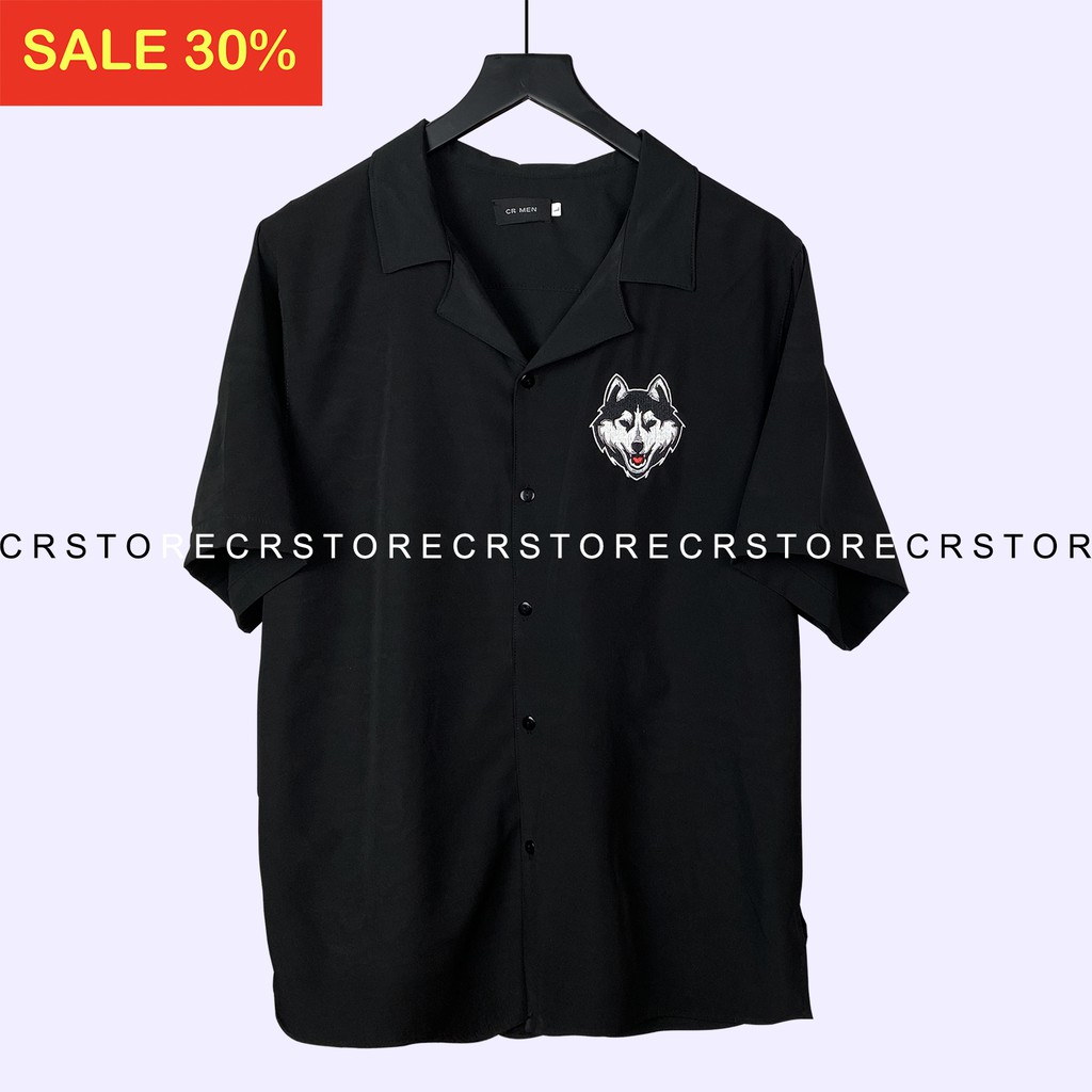 Áo sơ mi tay ngắn Cổ DANTON - VEST sói trắng thêu  . Sơ mi tay lỡ unisex nam nữ trơn vải lụa mềm SMNT621 | BigBuy360 - bigbuy360.vn