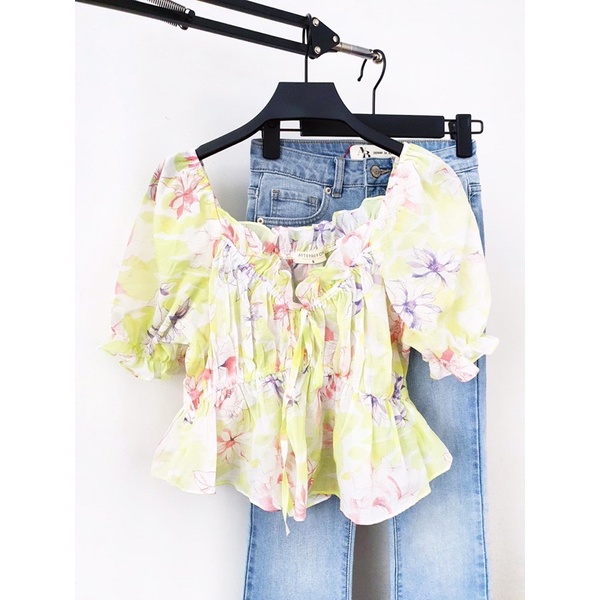 AfterBefore Áo peplum eo chun phối bèo nhiều màu