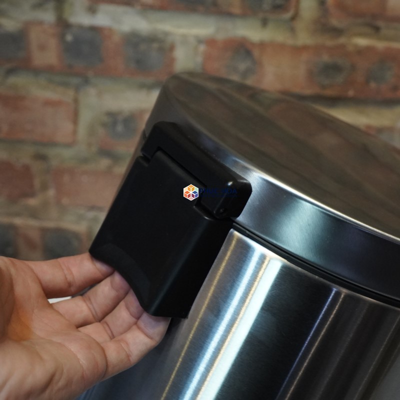 Thùng rác inox nano đạp chân 12L hình tròn SJ12-Y01, Nắp giảm chấn đóng mở nhẹ nhàng