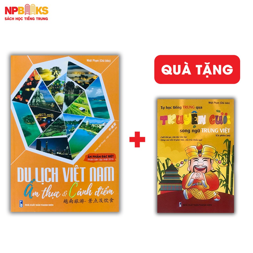 Sách - Du lịch việt nam ẩm thực & cảnh điểm song ngữ Trung Việt - Tặng tự học tiếng trung qua truyện cười